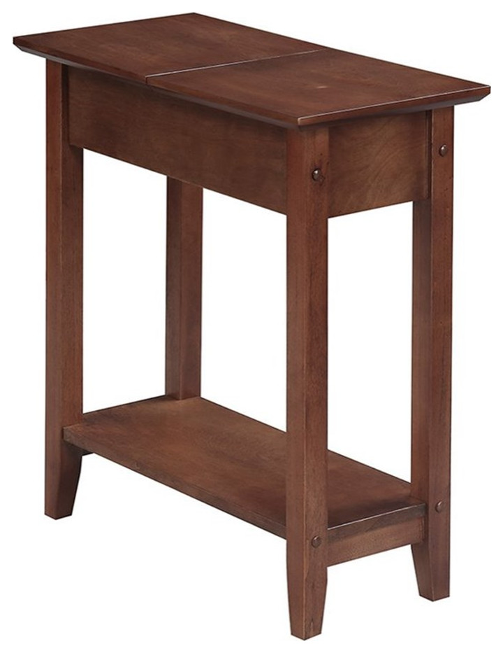 Convenience Concepts American Heritage Flip Top End Table in Walnut Wood   Transitional   Side Tables And End Tables   by Homesquare  Houzz