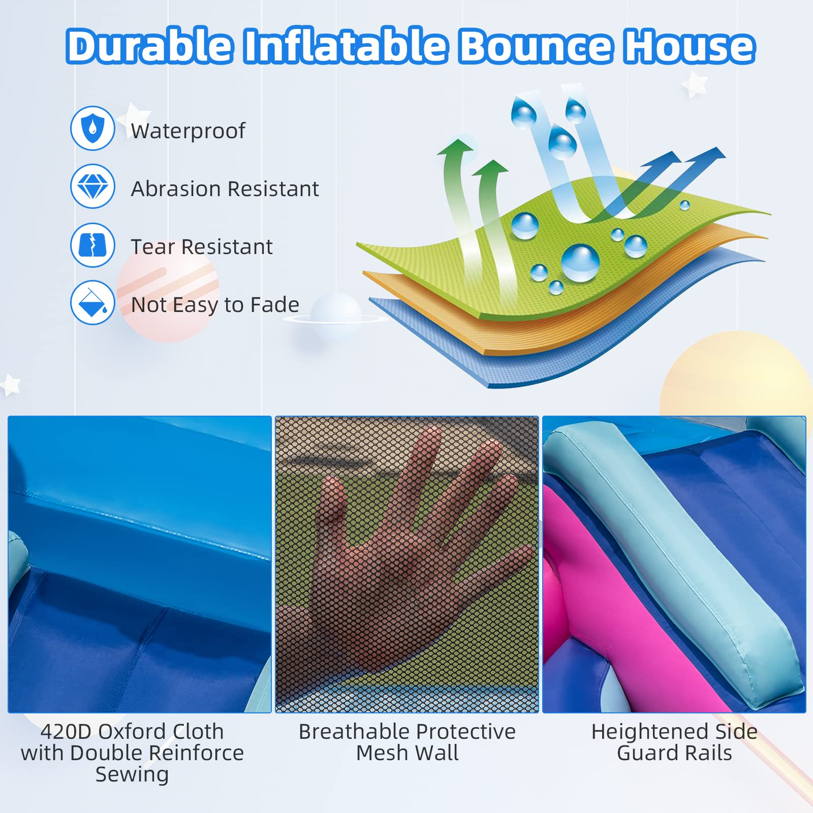 Costzon Inflatable Bounce House, Indoor Outdoor Party Bouncy Castle for Kids