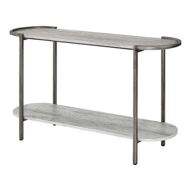 Millerton Lower Shelf Sofa Table Light Gray brushed Metal Mibasics