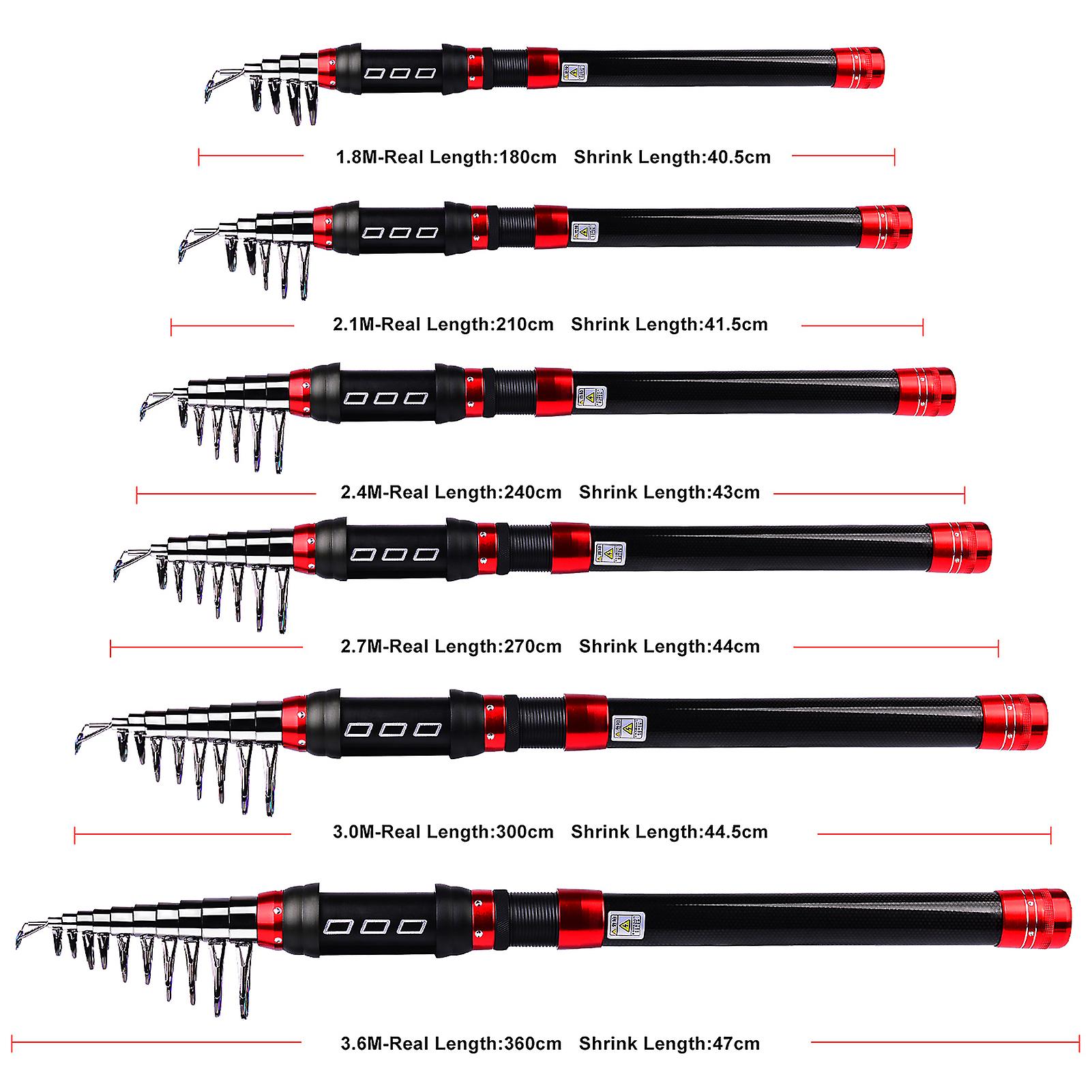 3.6 Meters Portable Fishing Rod Ultralight Fishing Pole Ceremic Guide Ring Fishing Rod Telescopic Carbon Fiber Fishing Pole