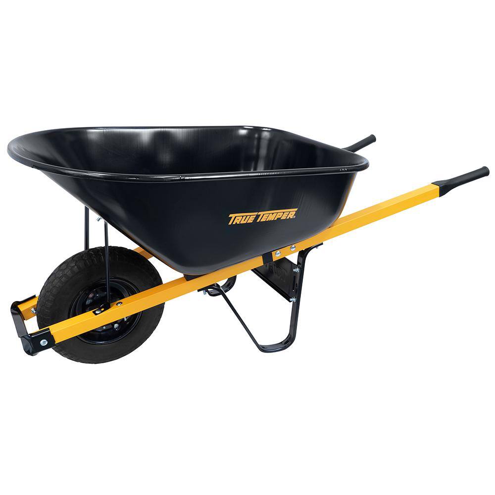 True Temper R6STFFEC 6 cu. ft. Barrow in a Box Steel Wheelbarrow with Never Flat Tire and Steel Handles