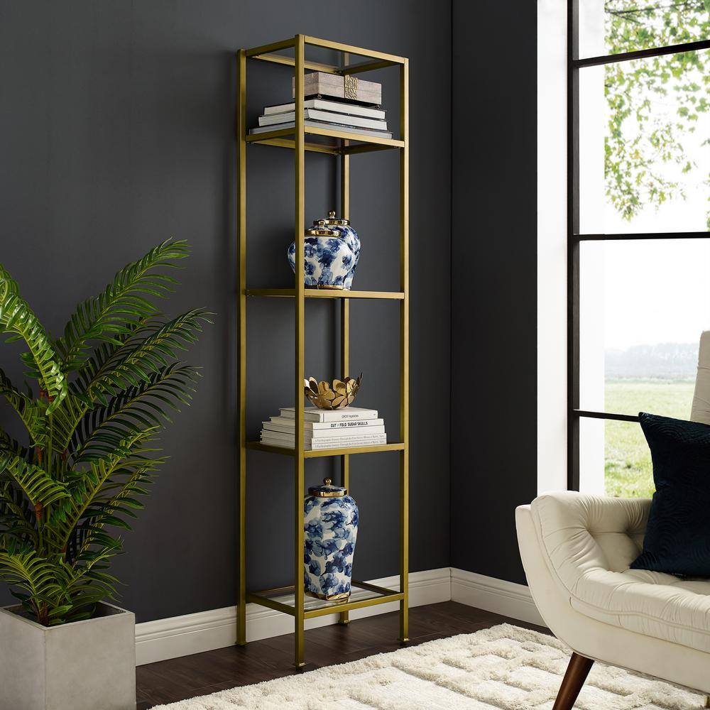 CROSLEY FURNITURE 73 in. GoldClear Metal 4-shelf Etagere Bookcase with Open Back CF6114-GL