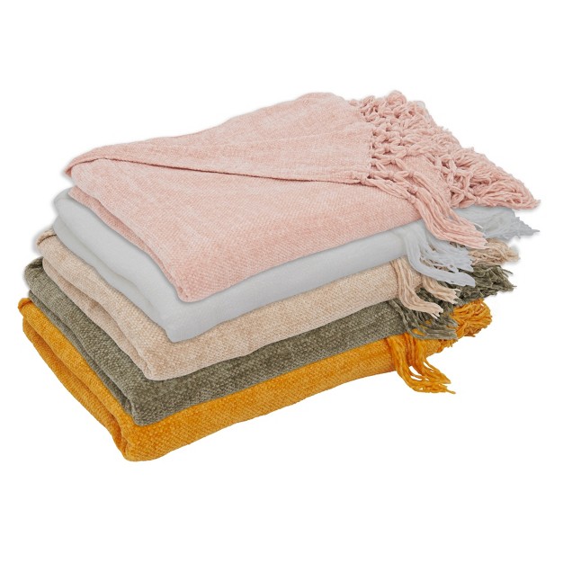 Saro Lifestyle Chenille Throw Blanket With Knotted Design