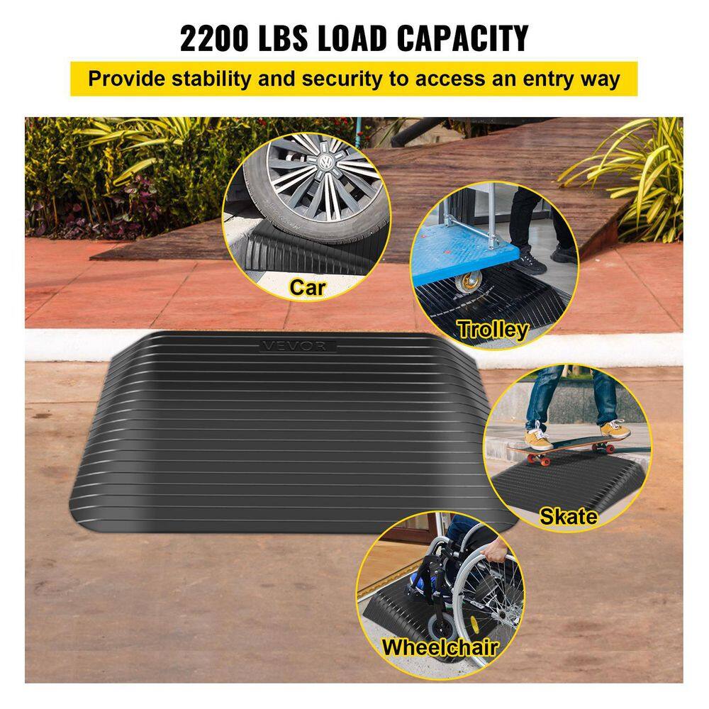 VEVOR 35.5 in. x 24 in. x 4 in. Rubber Threshold Ramp Doorway Threshold Speed ramp 4 in. Rise for Wheelchair and Scooter WFSL35.5X24X4WGM9V0