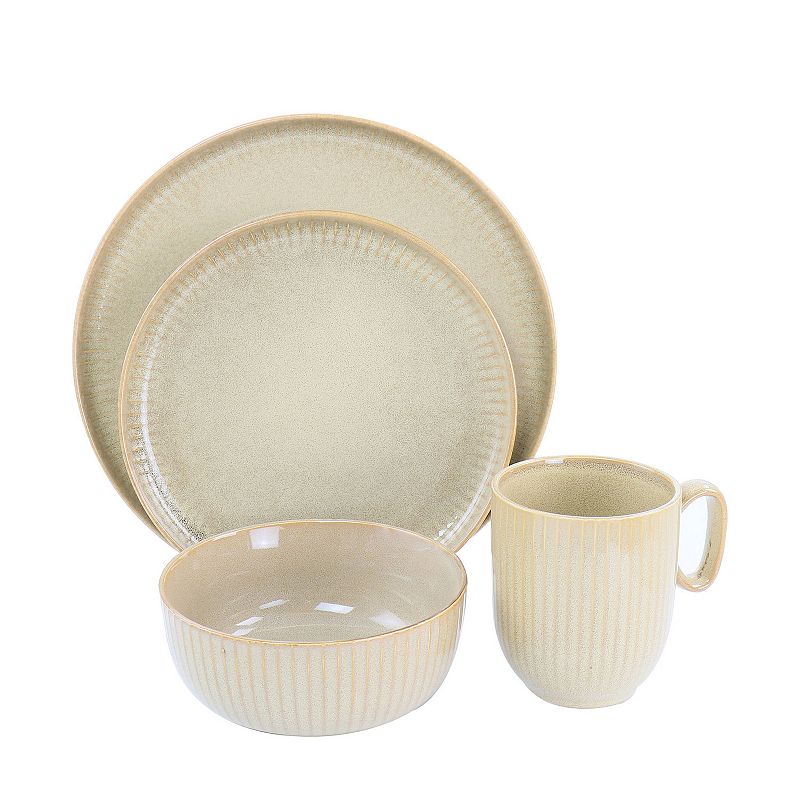 Gibson Elite Blaise 16 Piece Beige Stoneware Dinnerware Set