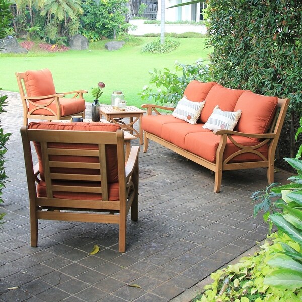 Cambridge Casual Lowell 5piece Teak Wood Outdoor Conversation Set with cushion