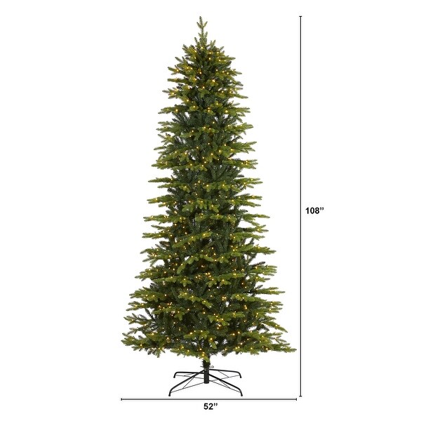 9' Belgium Fir Natural Look Artificial Christmas Tree with 800 Clear LED Lights