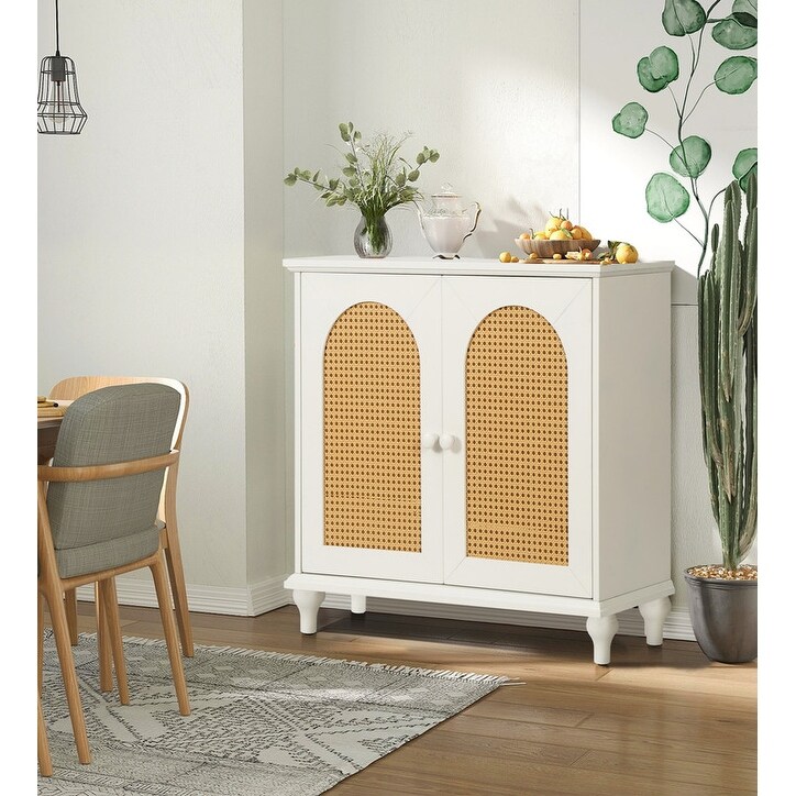 Rattan Storage Cabinet with Doors and Shelves  Rattan Sideboard and Buffet with Storage and Adjustable Shelves