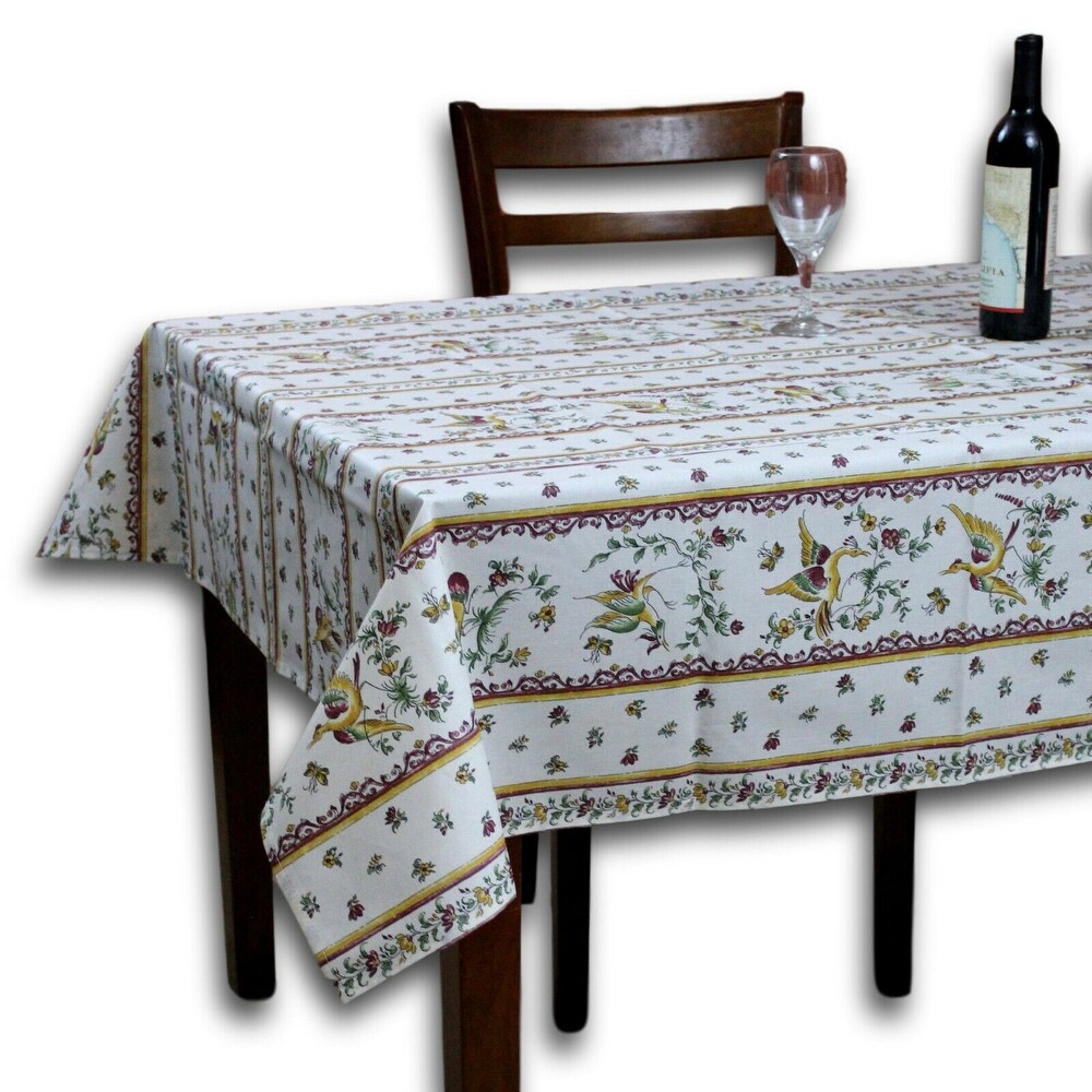 Wipeable Spill Resistant French Acrylic Coated Moustiers Tablecloth