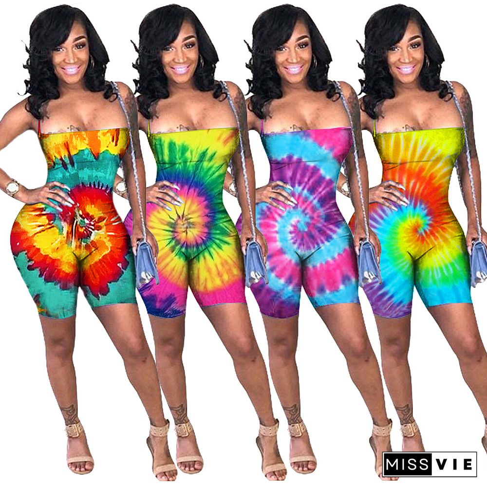 Vogue Tie-dye Sexy Strapless Backless Sleeveless Onesies Romper