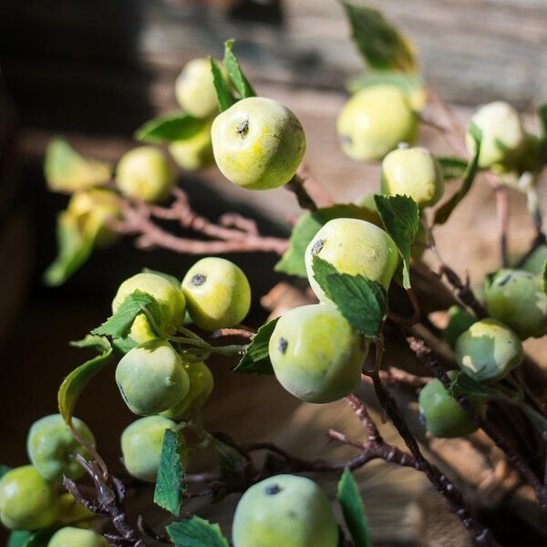 RusticReach Artificial Mini Apple Stems in Green 23 Tall