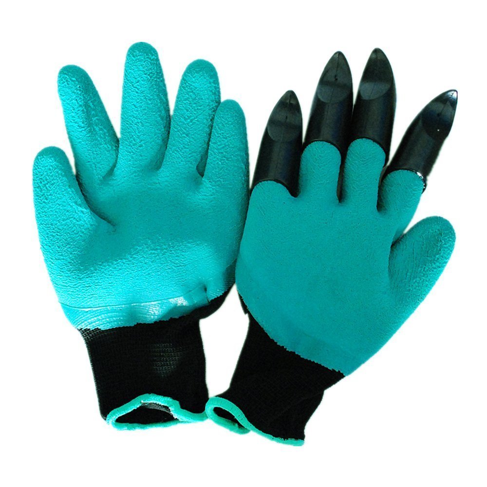 NNBB Garden Gloves with Fingertips Claws Quick- Great for Digging Weeding Seeding poking -Safe for Rose Pruning -Best Gardening Tool -Best Gift for Gardeners (Double Claw)