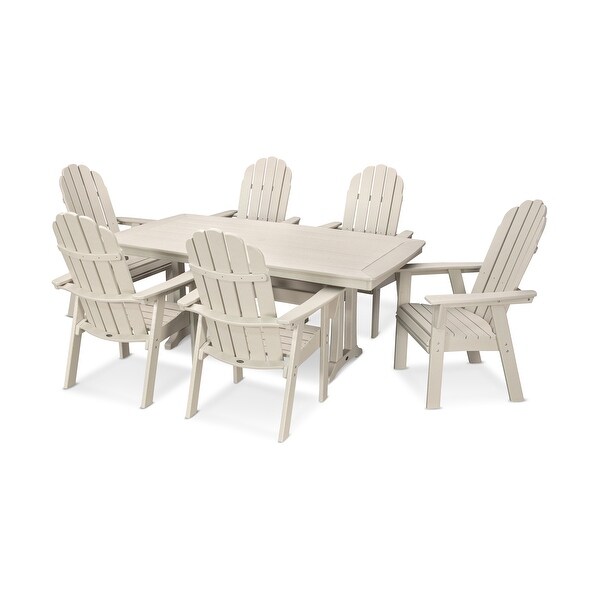 POLYWOOD Vineyard Adirondack Chair 7Piece Nautical Trestle Dining Set