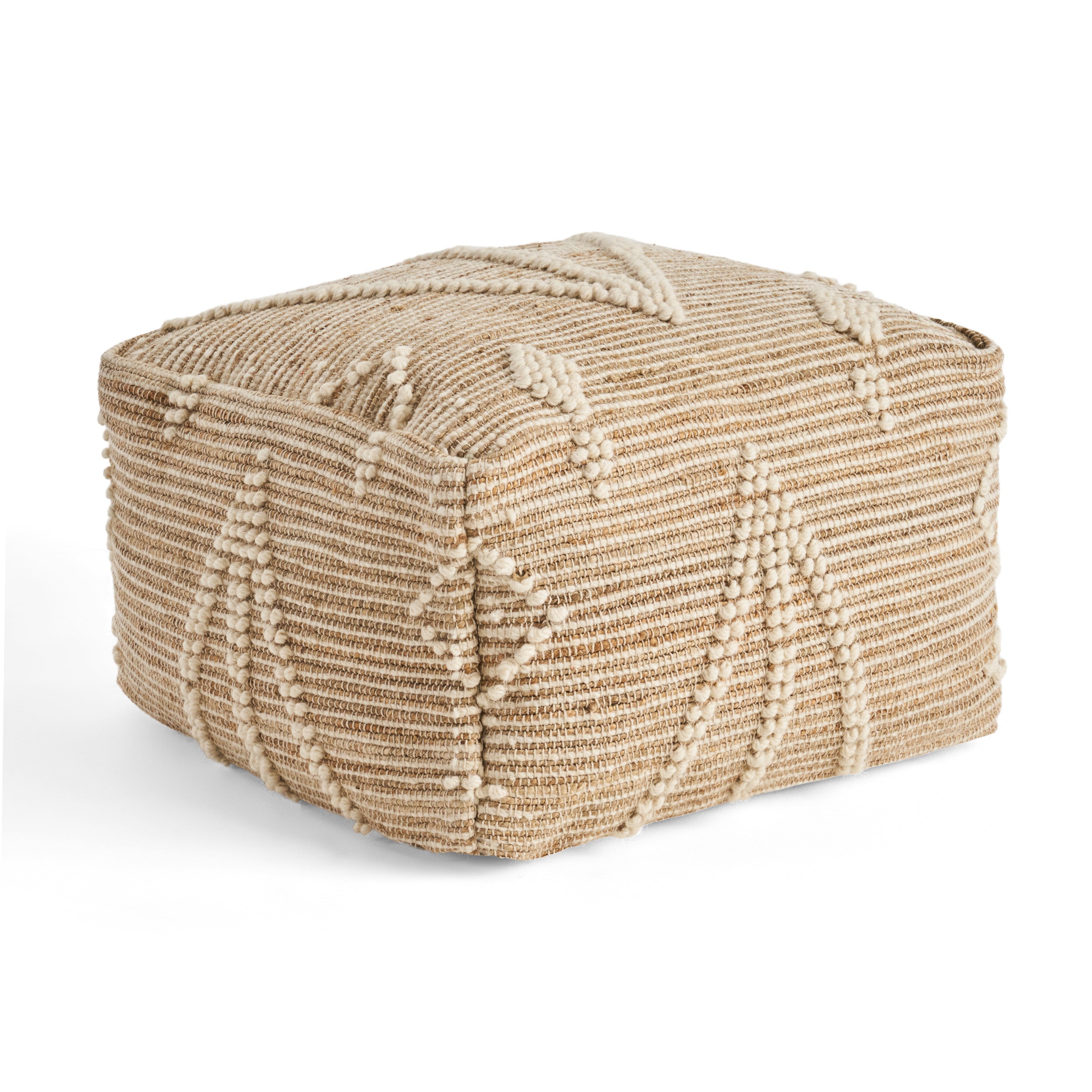 Khalila Boho Wool and Cotton Ottoman Pouf