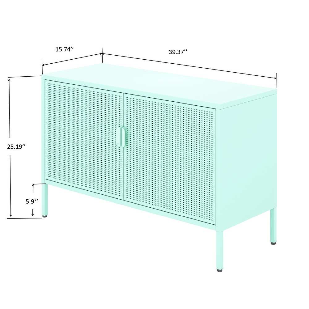 Modern Minimalist Metal Storage Cabinet with Adjustable Shelves and Independent Ventilation