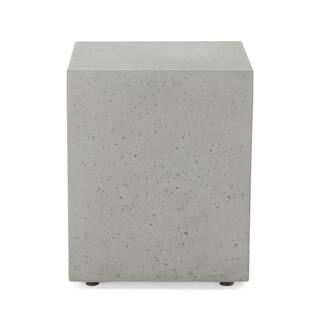 Noble House Zachary 40 in. x 15 in. Rectangular Concrete Propane Fire Pit in Light Gray with Tank Holder 42899