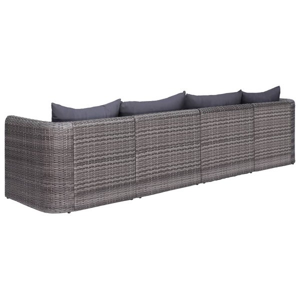 4 Piece Garden Sofa Set with Cushions Gray Poly Rattan - Overstock - 35097552