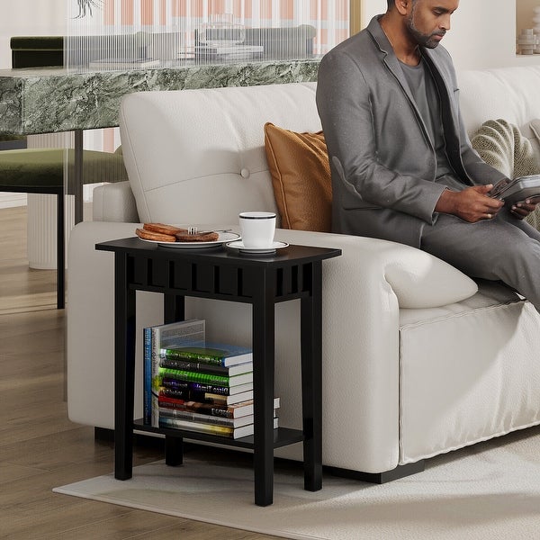 Gymax 2-tier Side End Sofa Coffee Table Nightstand for Bedroom Living