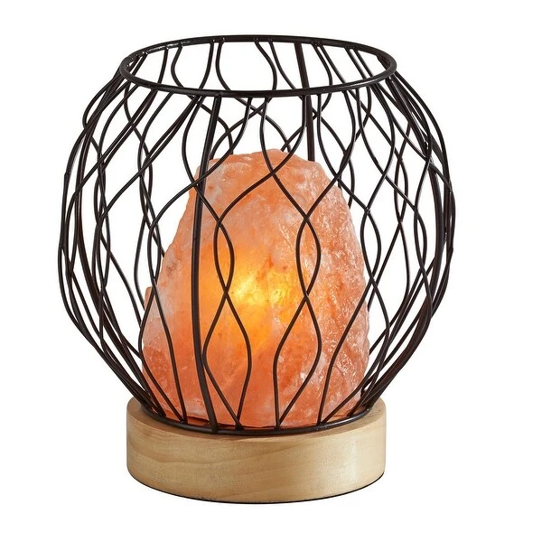 Adesso Black Wire Hope Himalayan Salt Table Lamp - 8 in W x 8 in H x 8 in D