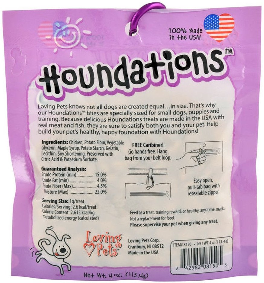 Loving Pets Houndations Chicken Dog Soft and Chewy Treat， 4-oz bag