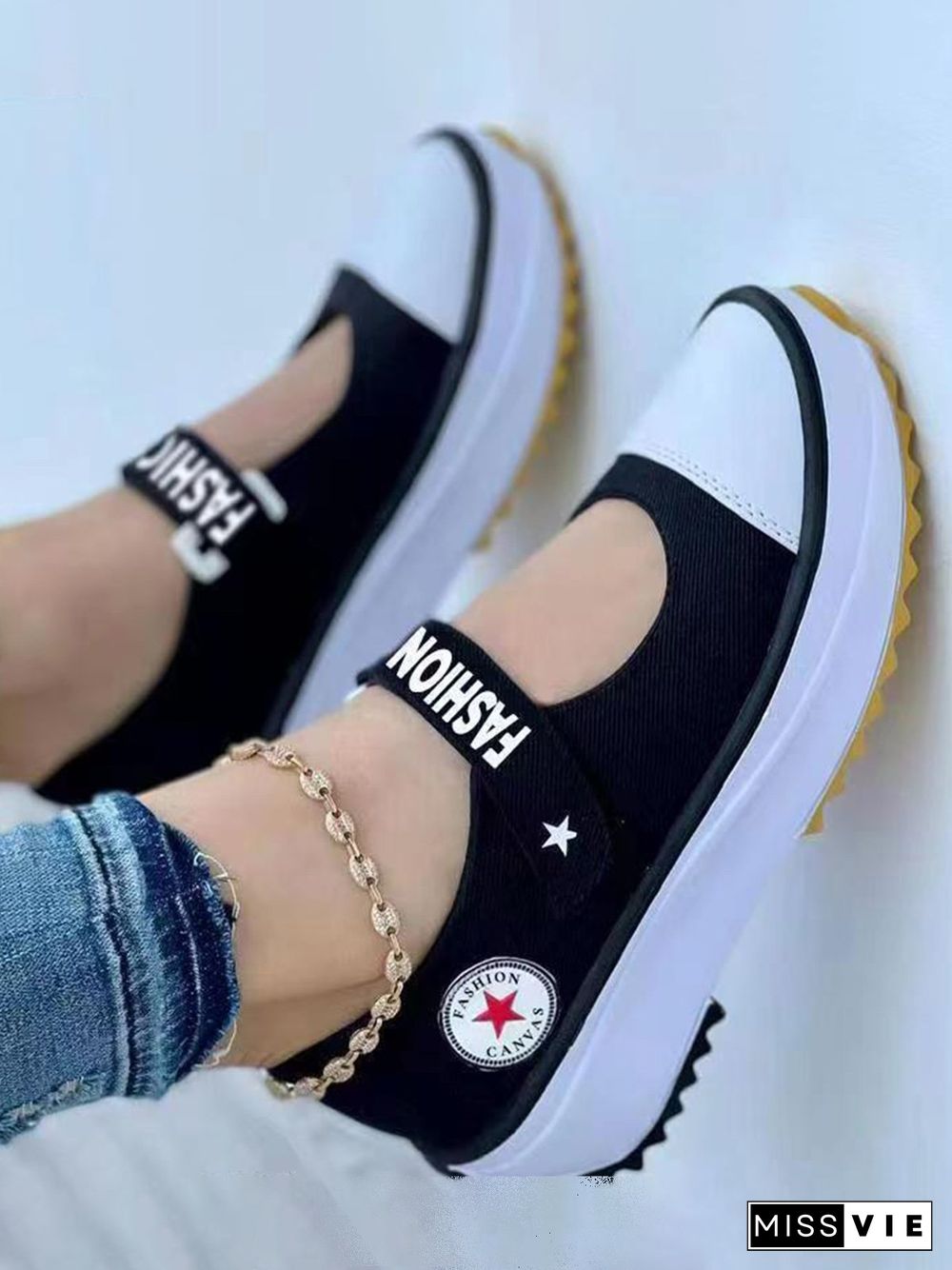 Tall Mary Jane Canvas Sneakers