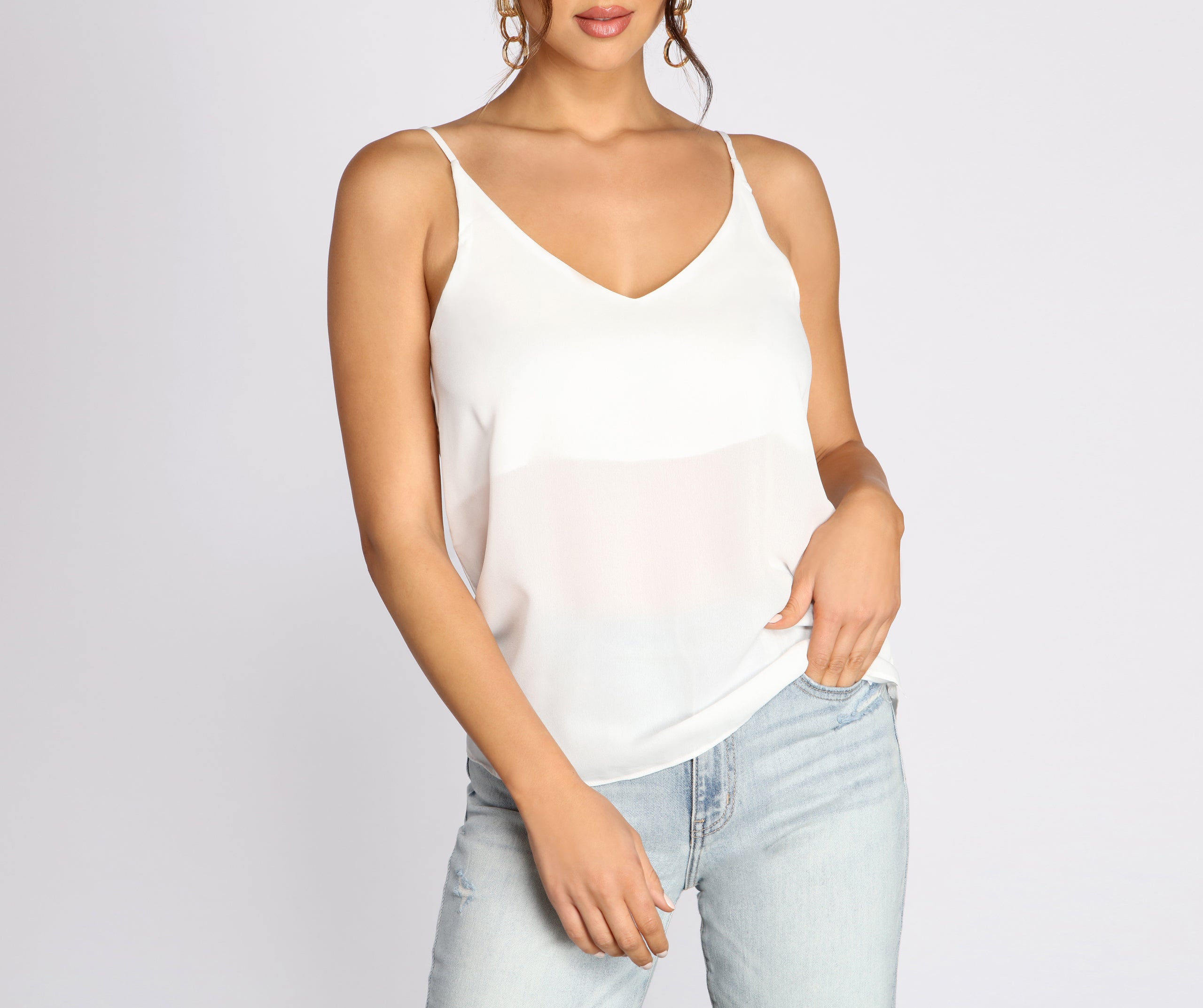 Basic V Neck Chiffon Tank