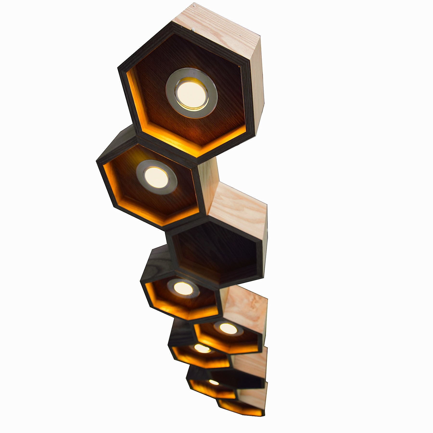 Honeycomb Solid Wood Pendant Lamp With Led Bulbs Bp0687-9N