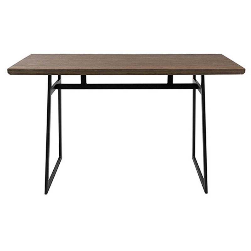 60 in Brown Wood Top with Black Metal Legs Industrial Geo Counter Table