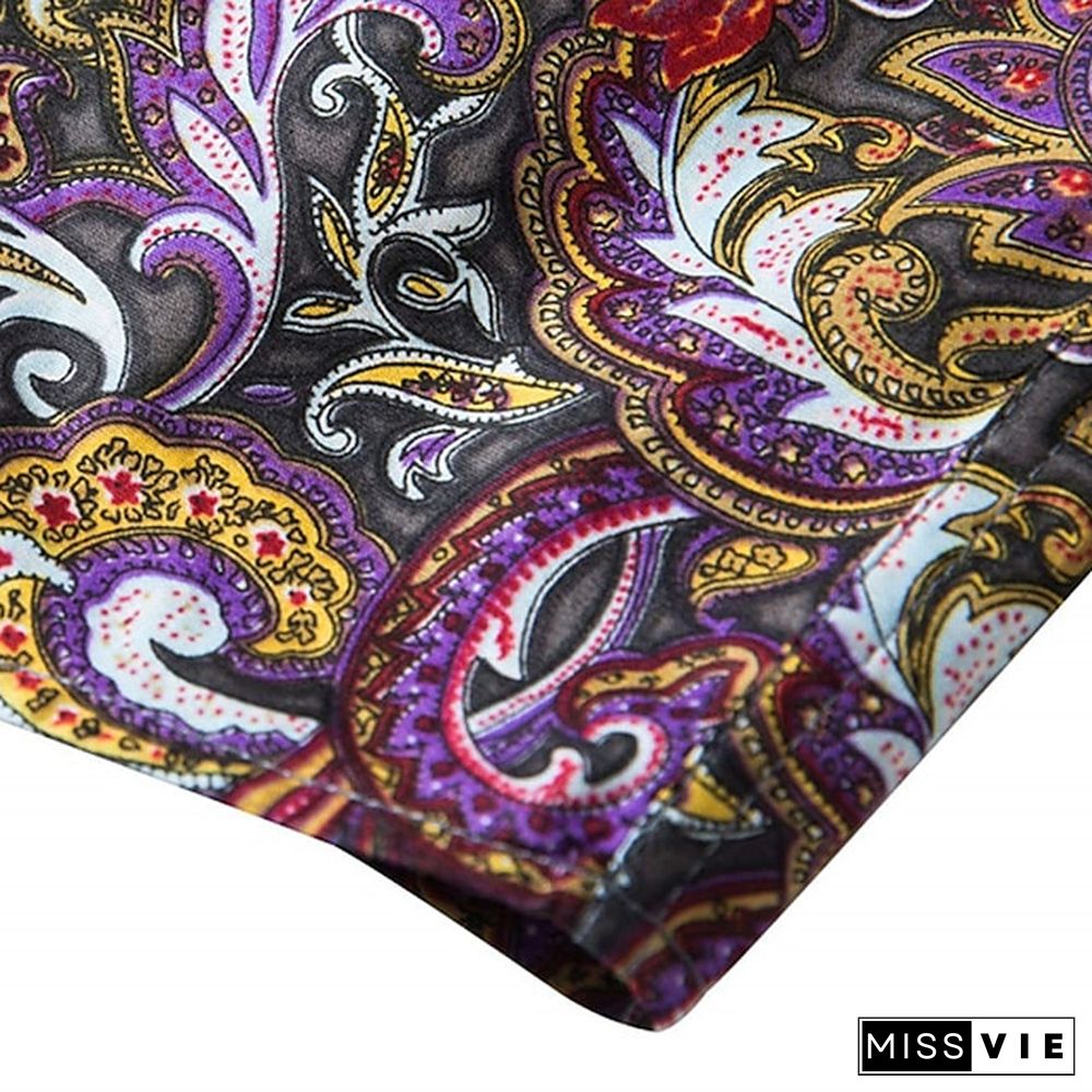 Men's Shirt Boho Shirt Floral Paisley Graphic Prints Turndown Black Red Purple Green Outdoor Street Long Sleeve Print Button-Down Clothing Apparel Sports Fashion Streetwear Designer