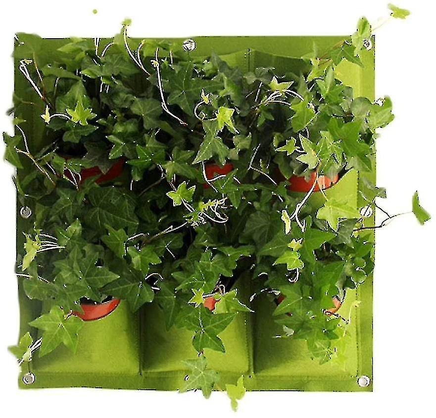 Wall Mounted Hanging Planting Bags， Vertical Green Grow Planter With 9 Bags For Balcony Patio Green