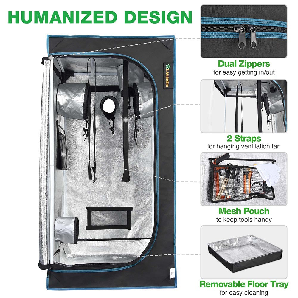 LAGarden 2x2 Grow Tent with Shovel Indoor Grow Room 24x24x48