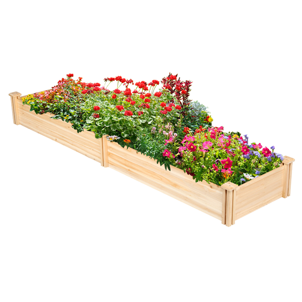 Yaheetech Raised Garden Bed Kit - Wooden Elevated Planter Garden Box for Vegetable/Flower/Herb Outdoor Solid Wood 2x8ft