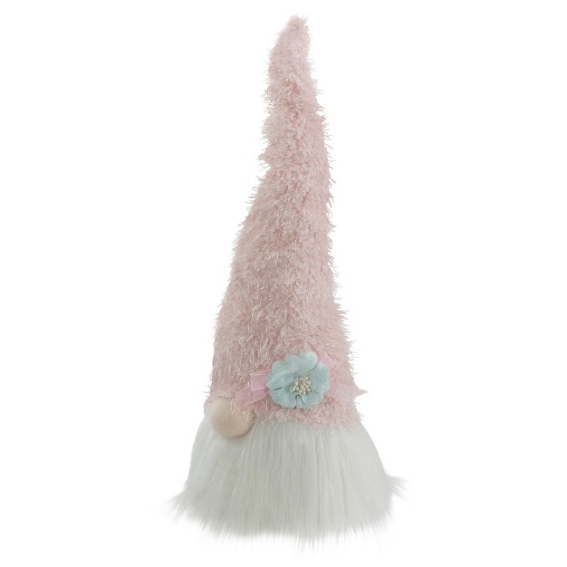 Pink And White Spring And Easter Gnome Table Top Head With A Blue Flower