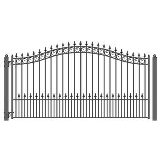 ALEKO Prague Style 12 ft. x 6 ft. Black Steel Single Swing Driveway Fence Gate DG12PRASSW-HD