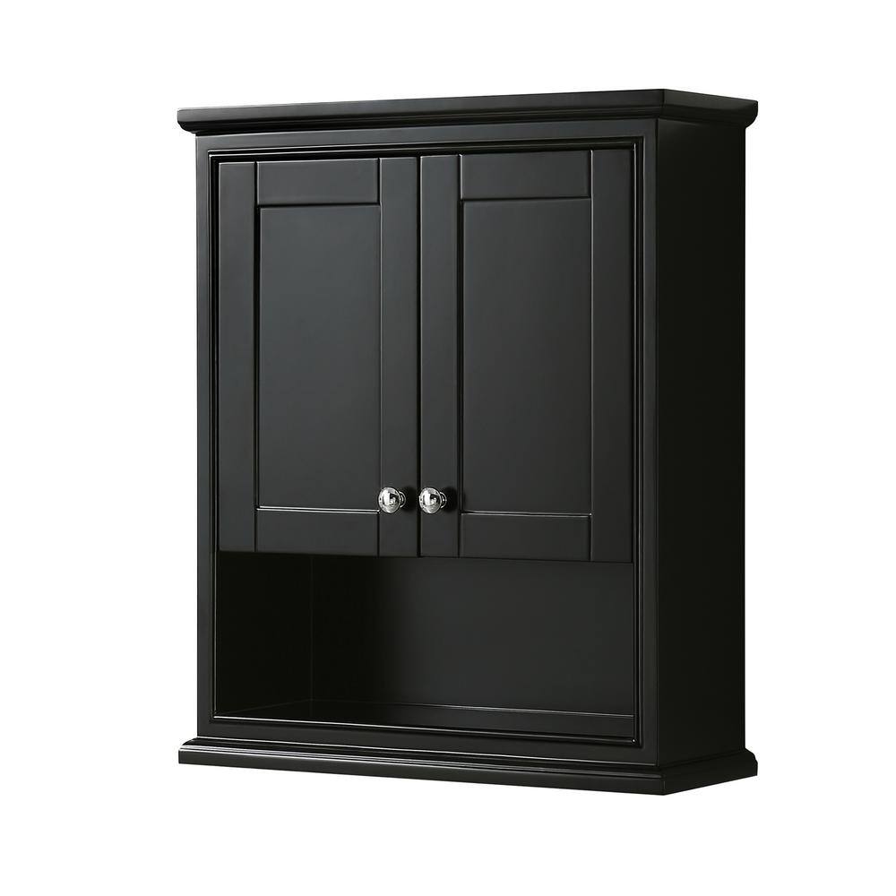 Wyndham Collection Deborah 25 in. W x 30 in. H x 9 in. D Bathroom Storage Wall Cabinet in Dark Espresso WCS2020WCDE