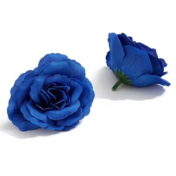 50pc Artificial Fake Dark Blue Rose Flower Head for Wedding Bouquet Home Decor