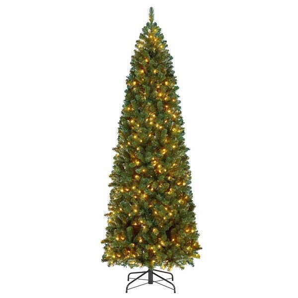 Yaheetech Prelit Artificial Christmas Tree Slim Tree Hinged Spruce