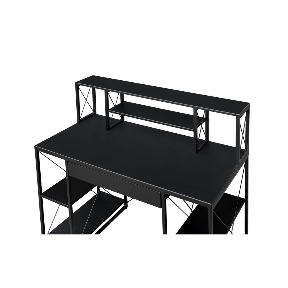 Contemporary and Industrial Amiel Music Recording Studio Desk  with 1 Drawer   8 Compartments Ideal for Study/Bedroom