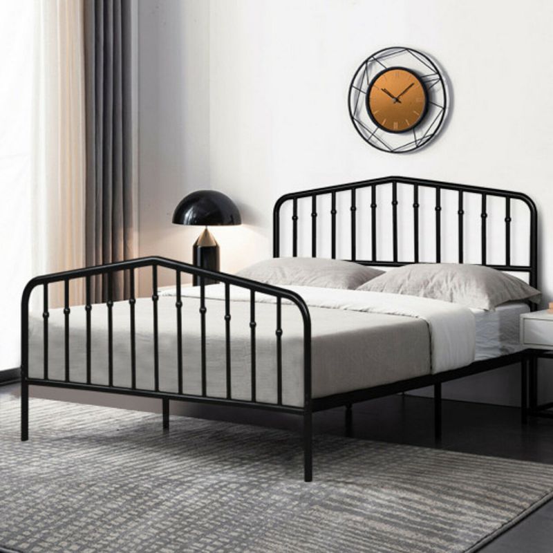 Queen Size Metal Bed Frame Steel Slat Platform