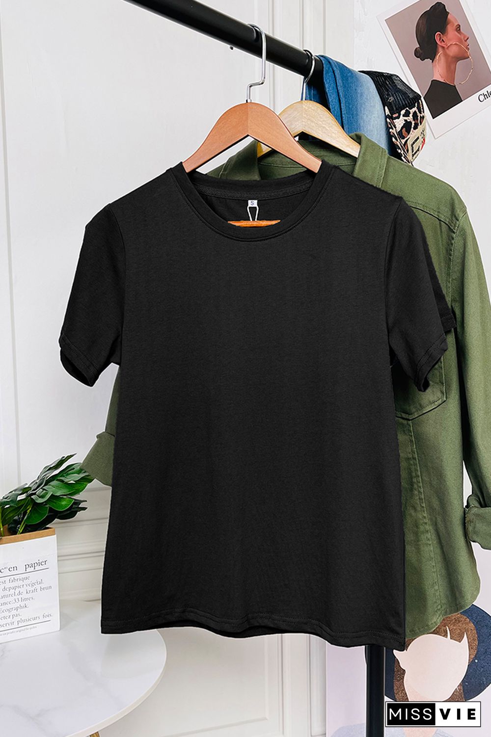 Solid Color O-neck Short Sleeve Tee Wholesale