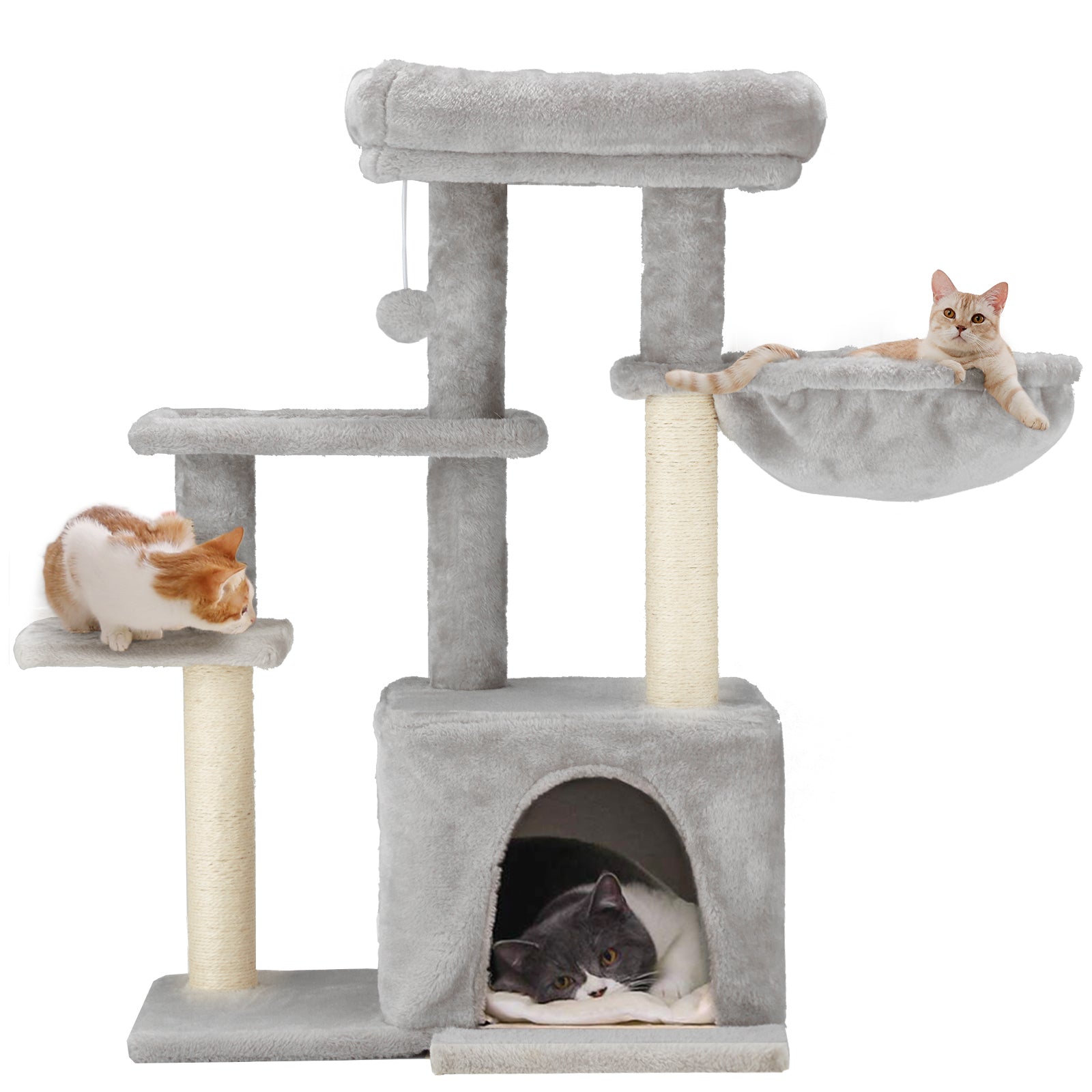 Yoleny Cat Tree for Indoor Cats, 33" Small Cat Tower with Top Perch, Cat Condo, Scratching Posts, Multi-level Tower for Cats and Kittens, Light Gray