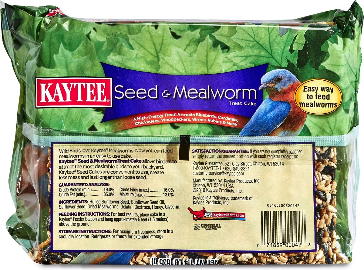 Kaytee Seed and Mealworm Wild Bird Treat Cake