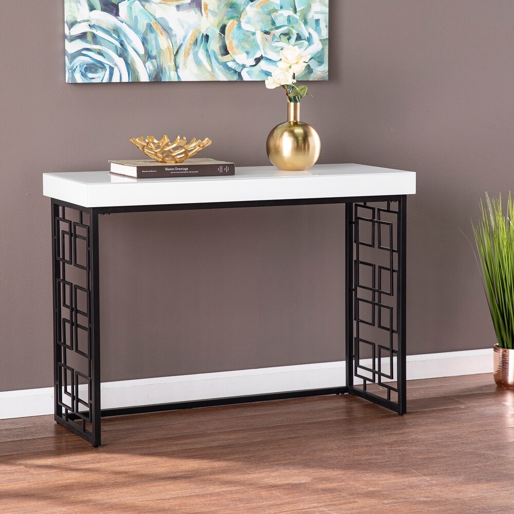 SEI Furniture Meramec Contemporary White Glass Console Table