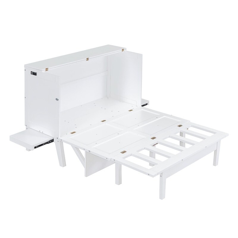 Modern Murphy Cube Full Cabinet Bed with USB Port  White