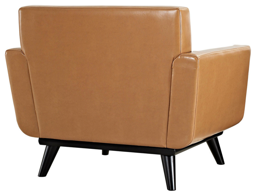 Modway Engage Modern Leather Accent Armchair in Tan (Set of 2)   Midcentury   Armchairs And Accent Chairs   by Homesquare  Houzz