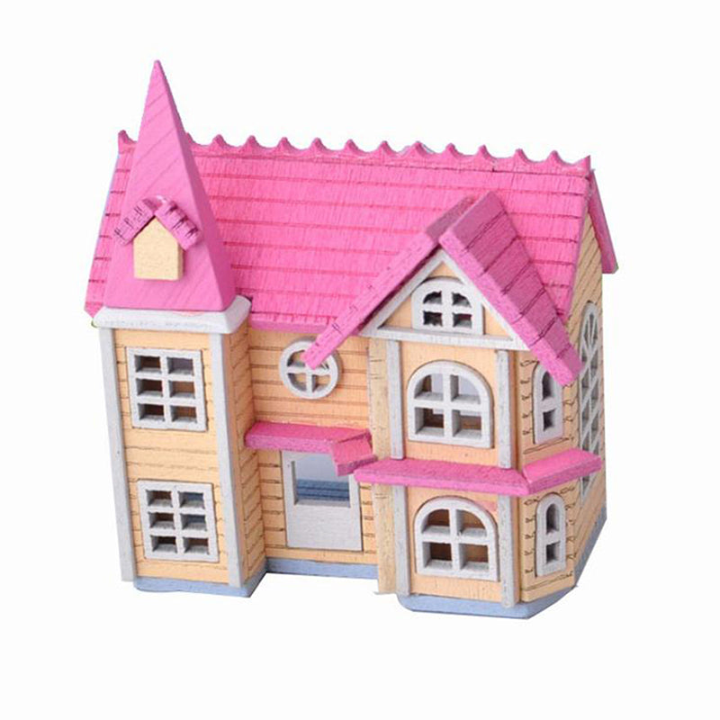 1/12 Pink DIY Mini Wooden Dolls Miniature House Handicraft Assemble Toys Kits