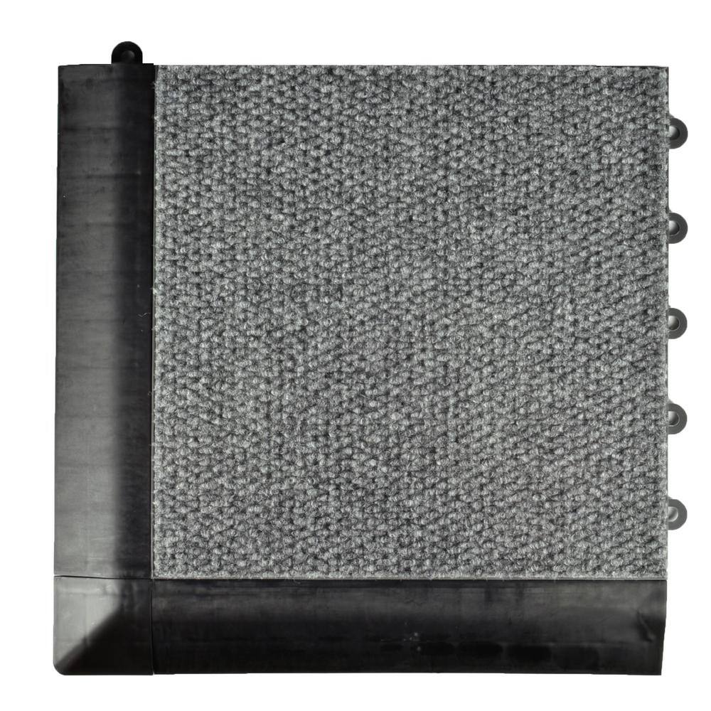 Greatmats Click Tile Black 2-38 in. x 12.14 in. x 58 in. Female Border Ramp with Loops (Case of 4) ClickTbrdF4