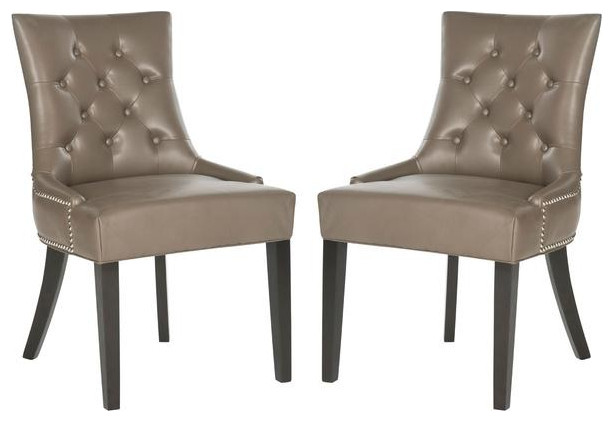 Carlene 19  x27 x27H Tufted Ring Chair Set of 2 Silver Nail Heads Clay   Transitional   Dining Chairs   by Virgil Stanis Design  Houzz