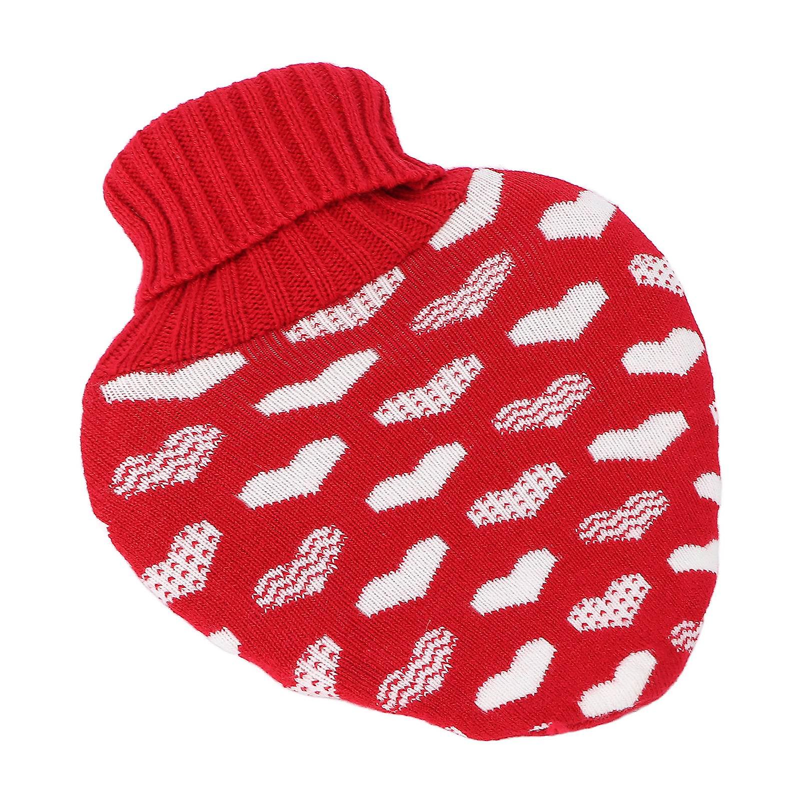 Hot Water Bottle Rubber Leakproof Relieve Pain Cute Knit Cover Hot Water Bag 800ml (with Ribbon)#1