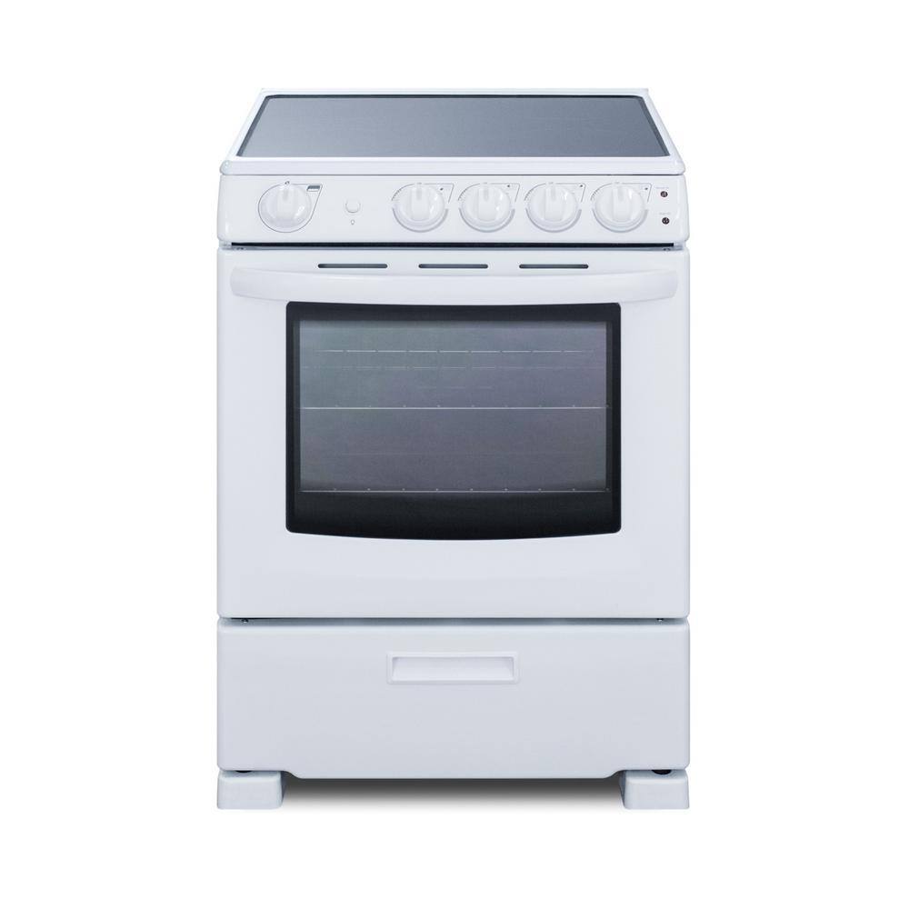 Summit Appliance 24 in. 2.9 cu. ft. Slide-In Electric Range in White REX2421WRT1